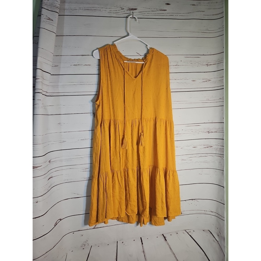 Luna Women's Mustard Sleeveless Dress Size Plus‎ 1x